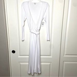 Good American Long Sleeve Wrap Midi Dress White Size Medium